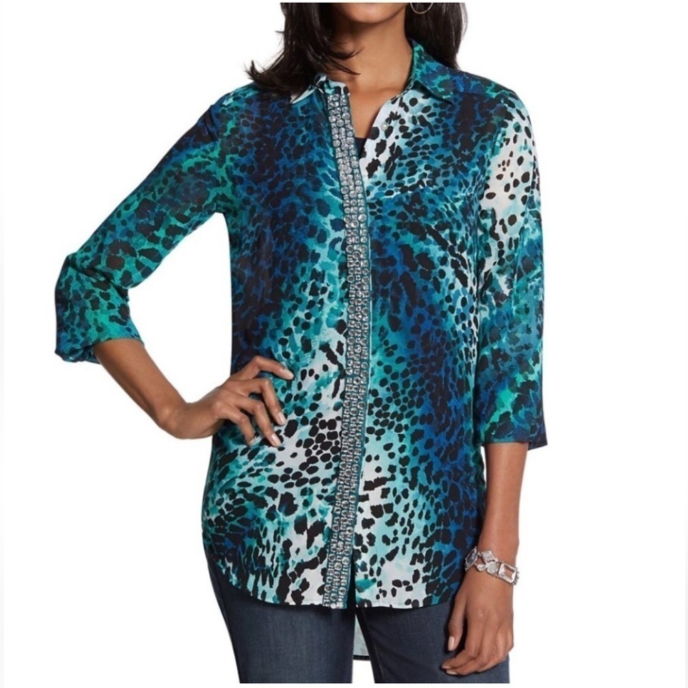 Chico's Watercolor Spots Blouse Small
